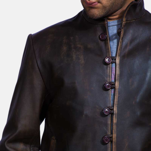 Mens Real Goatskin Leather Drakeshire Brown Leather Jacket - JH0028