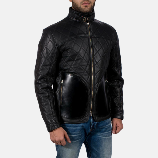 Mens Real Sheepskin Leather Equilibrium Black Leather Jacket - JH0055