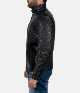 Mens Real Sheepskin Leather Equilibrium Black Leather Jacket - JH0055