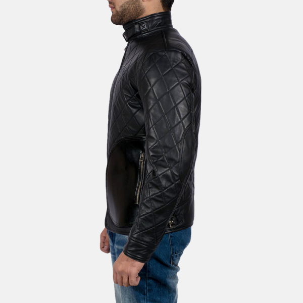 Mens Real Sheepskin Leather Equilibrium Black Leather Jacket - JH0055