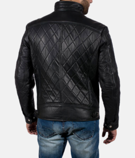 Mens Real Sheepskin Leather Equilibrium Black Leather Jacket - JH0055