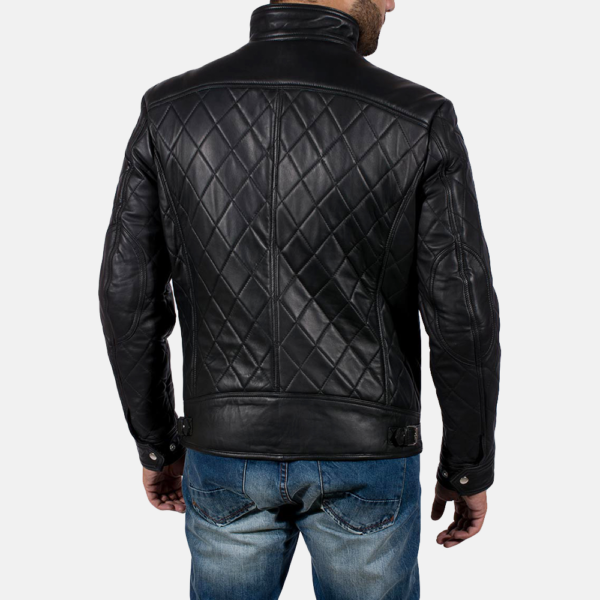 Mens Real Sheepskin Leather Equilibrium Black Leather Jacket - JH0055