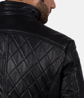 Mens Real Sheepskin Leather Equilibrium Black Leather Jacket - JH0055