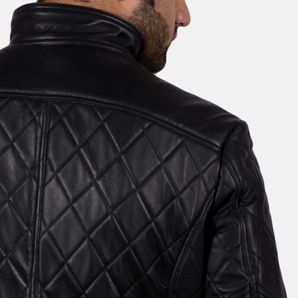 Mens Real Sheepskin Leather Equilibrium Black Leather Jacket - JH0055