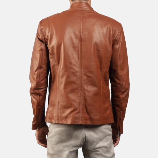 Mens Sheepskin Leather Ionic Red Leather Biker Jacket - JH0109