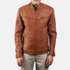 Mens Sheepskin Leather Ionic Red Leather Biker Jacket - JH0109