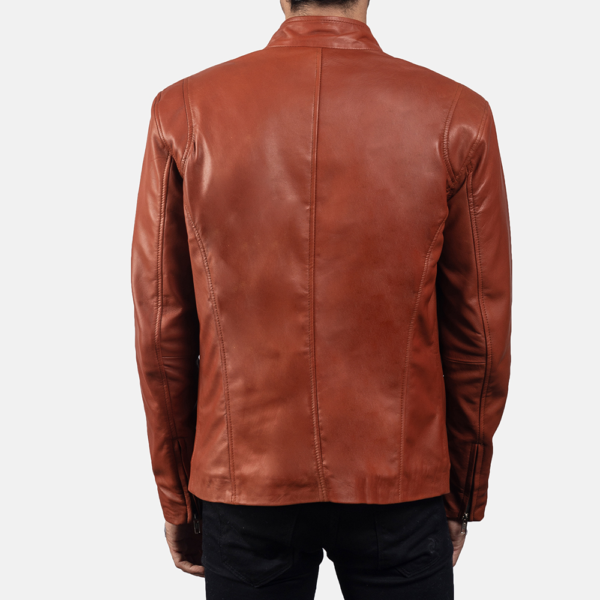 Mens Sheepskin Leather Ionic Red Leather Biker Jacket - JH0109