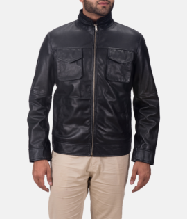 Mens Maurice Black Leather Jacket