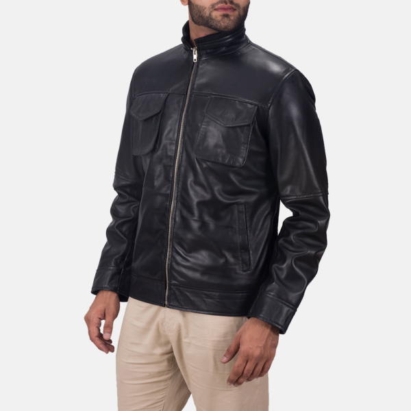 Mens Maurice Black Leather Jacket - JH0015