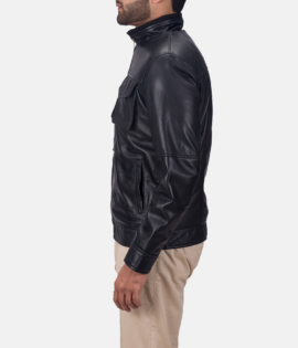 Mens Maurice Black Leather Jacket - JH0015