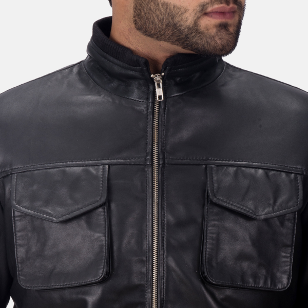 Mens Maurice Black Leather Jacket - JH0015