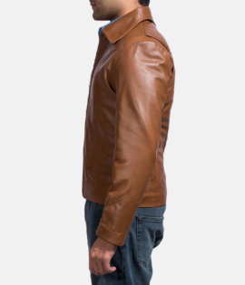 Mens Old School Brown Leather Jacket - JH0039