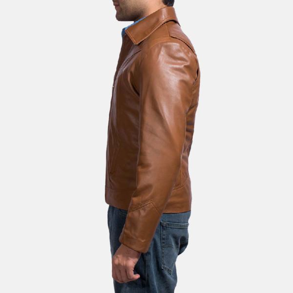 Mens Old School Brown Leather Jacket - JH0039