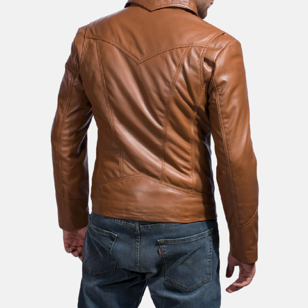 Mens Old School Brown Leather Jacket - JH0039