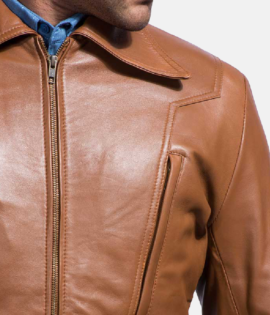 Mens Old School Brown Leather Jacket - JH0039