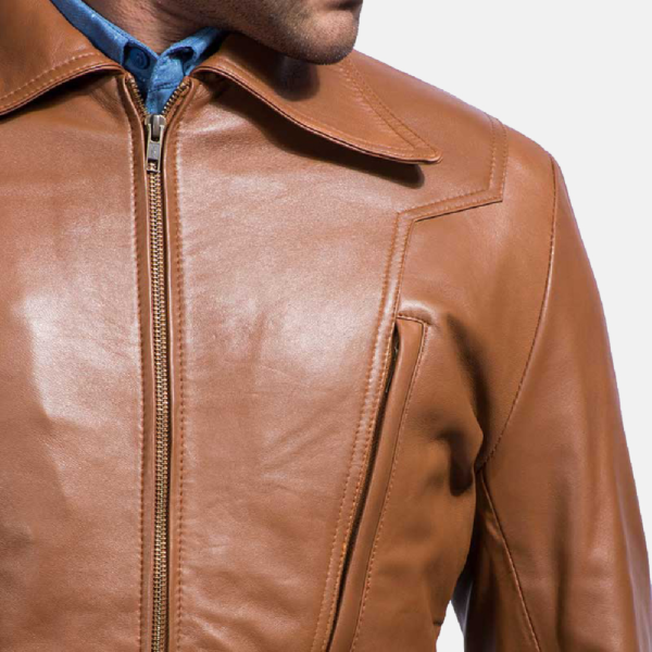 Mens Old School Brown Leather Jacket - JH0039