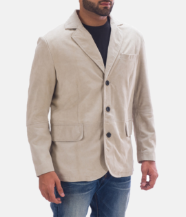 Mens Real Sheepskin Leather Professor By Day Suede Blazer - JH0105