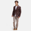 Mens Real Sheepskin Leather Radaron Quilted Maroon Leather Blazer - JH0098