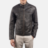 Mens Rustic Brown Leather Biker Jacket - JH0008