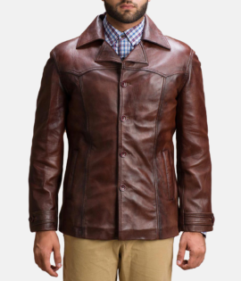 Mens Real Sheepskin Leather Vincent Alley Brown Leather Jacket - JH0053