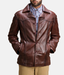 Mens Real Sheepskin Leather Vincent Alley Brown Leather Jacket - JH0053