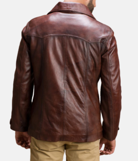 Mens Real Sheepskin Leather Vincent Alley Brown Leather Jacket - JH0053