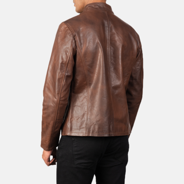 Mens Real Cowhide Leather Alex Distressed Burgundy Leather Jacket - JH0116