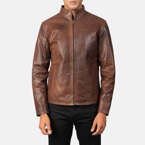 Mens Real Cowhide Leather Alex Distressed Burgundy Leather Jacket - JH0116