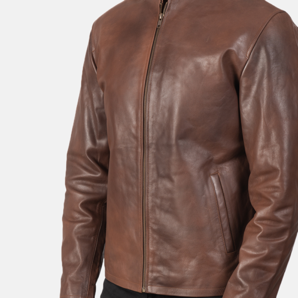 Mens Real Cowhide Leather Alex Distressed Burgundy Leather Jacket - JH0116