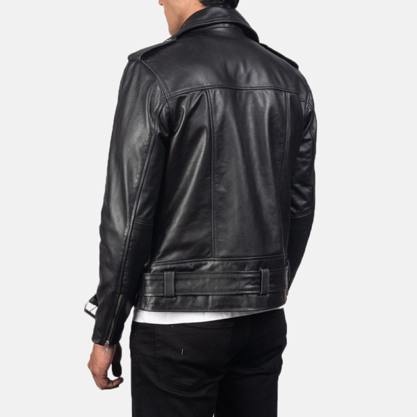 Mens Allaric Alley Black Leather Biker Jacket - JH0009