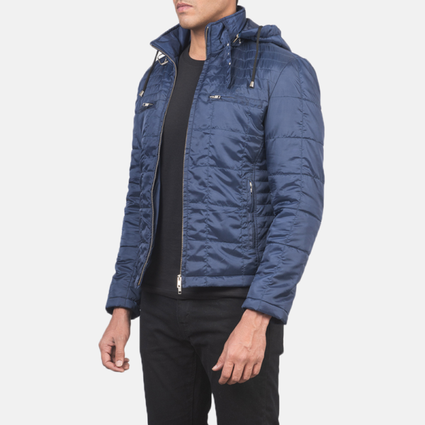 Mens Alps Quilted Blue Hooded Windbreaker Jacket - JH0056