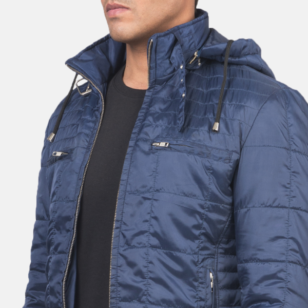 Mens Alps Quilted Blue Hooded Windbreaker Jacket - JH0056