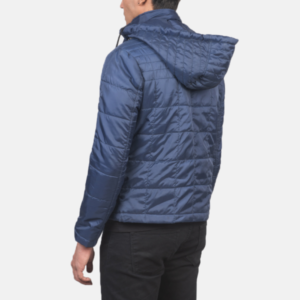 Mens Alps Quilted Blue Hooded Windbreaker Jacket - JH0056