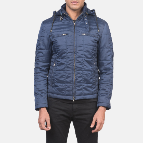 Mens Alps Quilted Blue Hooded Windbreaker Jacket - JH0056