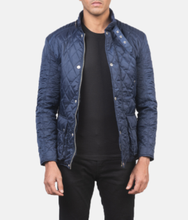 Mens Barry Quilted Blue Windbreaker Jacket - JH0059