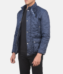 Mens Barry Quilted Blue Windbreaker Jacket - JH0059