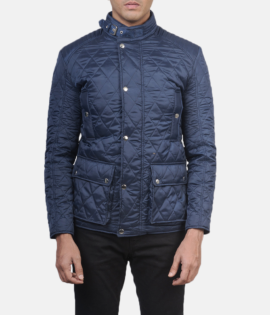 Mens Barry Quilted Blue Windbreaker Jacket - JH0059