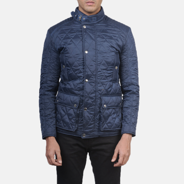 Mens Barry Quilted Blue Windbreaker Jacket - JH0059