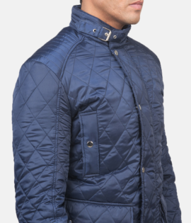 Mens Barry Quilted Blue Windbreaker Jacket - JH0059