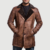 Mens Real Sheepskin Leather Cinnamon Distressed Leather Fur Coat - JH0045