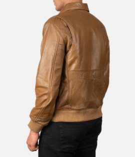 Mens Coffmen Olive Brown A2 Leather Bomber Jacket - JH0020