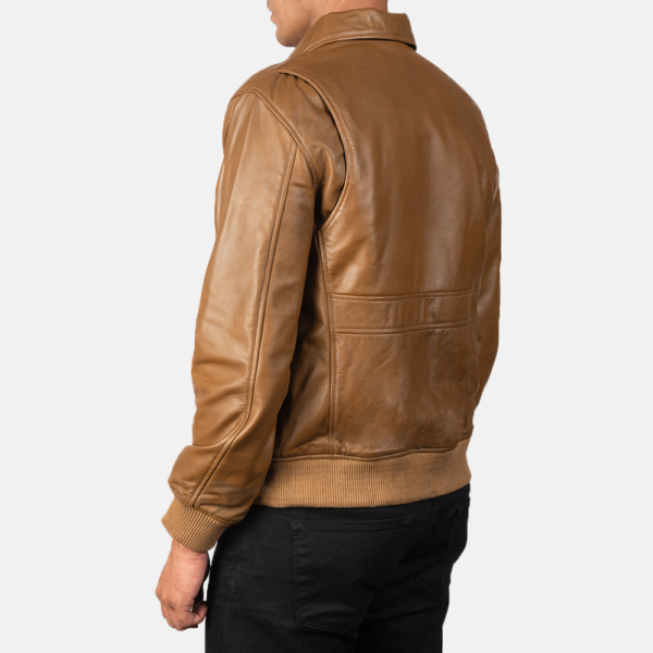 Mens Coffmen Olive Brown A2 Leather Bomber Jacket - JH0020