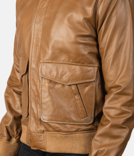 Mens Coffmen Olive Brown A2 Leather Bomber Jacket - JH0020