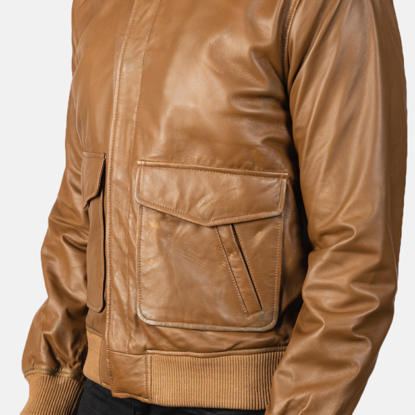 Mens Coffmen Olive Brown A2 Leather Bomber Jacket - JH0020