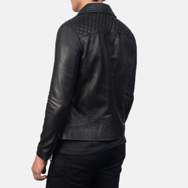 Mens Danny Quilted Black Leather Biker Jacket - JH0048