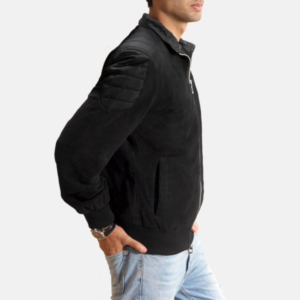 Mens Real Goatskin Leather Ethan Hybrid Suede Bomber Jacket - JH0061