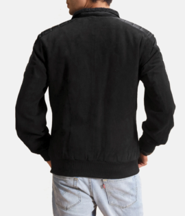 Mens Real Goatskin Leather Ethan Hybrid Suede Bomber Jacket - JH0061