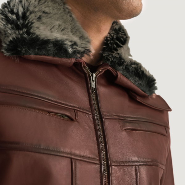 Mens Sheepskin Leather Evan Hart Fur Brown Leather Jacket - JH0047