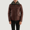 Mens Sheepskin Leather Evan Hart Fur Brown Leather Jacket - JH0047