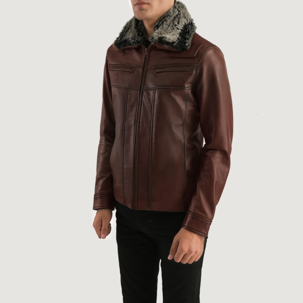 Mens Sheepskin Leather Evan Hart Fur Brown Leather Jacket - JH0047